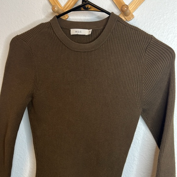 A.L.C. Delia Knit Ribbed Sweater Flare Dress - Picture 2 of 5